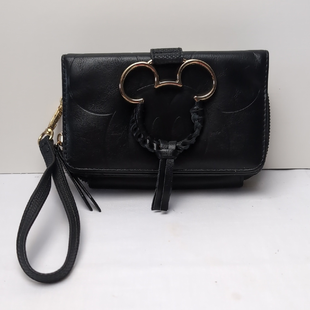 Wallet and Phone pouch Mickey Mouse Black Wristlet  Purse  Like New